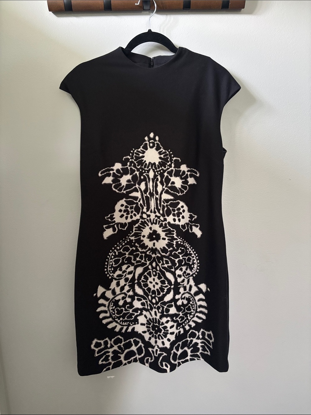 Nine West Black Mini Dress with Ivory Floral Front Panel